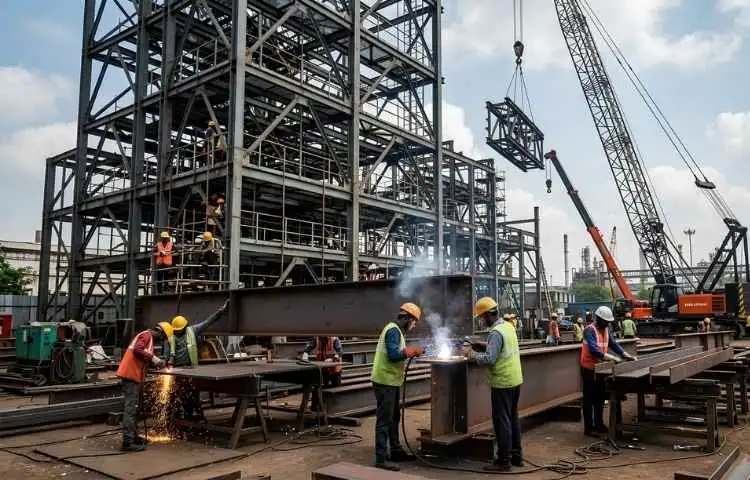 Precision structural steel fabrication solutions for industrial projects in Pune.